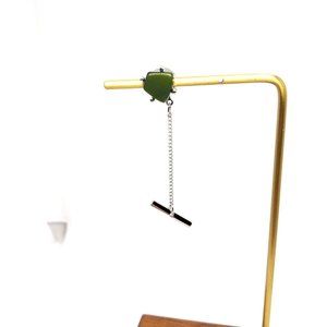 Vintage Sarah Coventry Tie Tack Green Stone Silver Tone W/ Chain The New Yorker